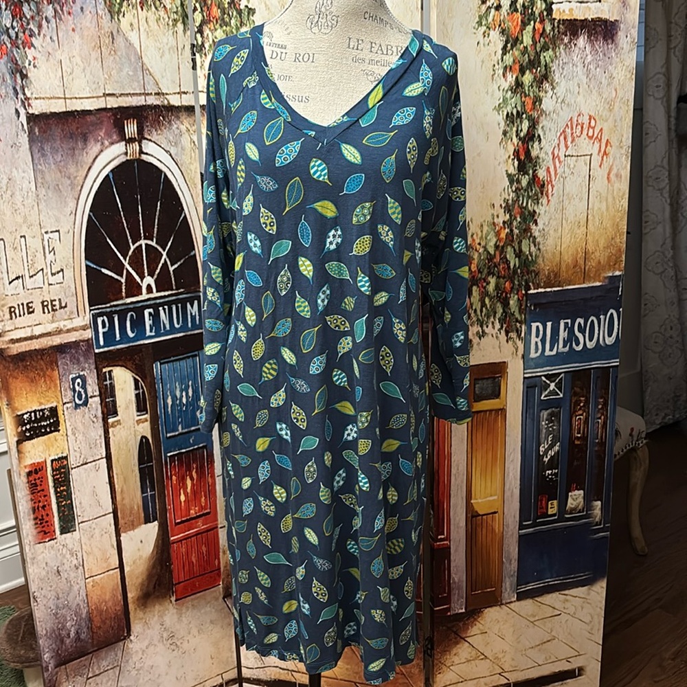 Gudrun Sjoden “Spirit” Jersey Dress, Blue Patterned, Size Medium
